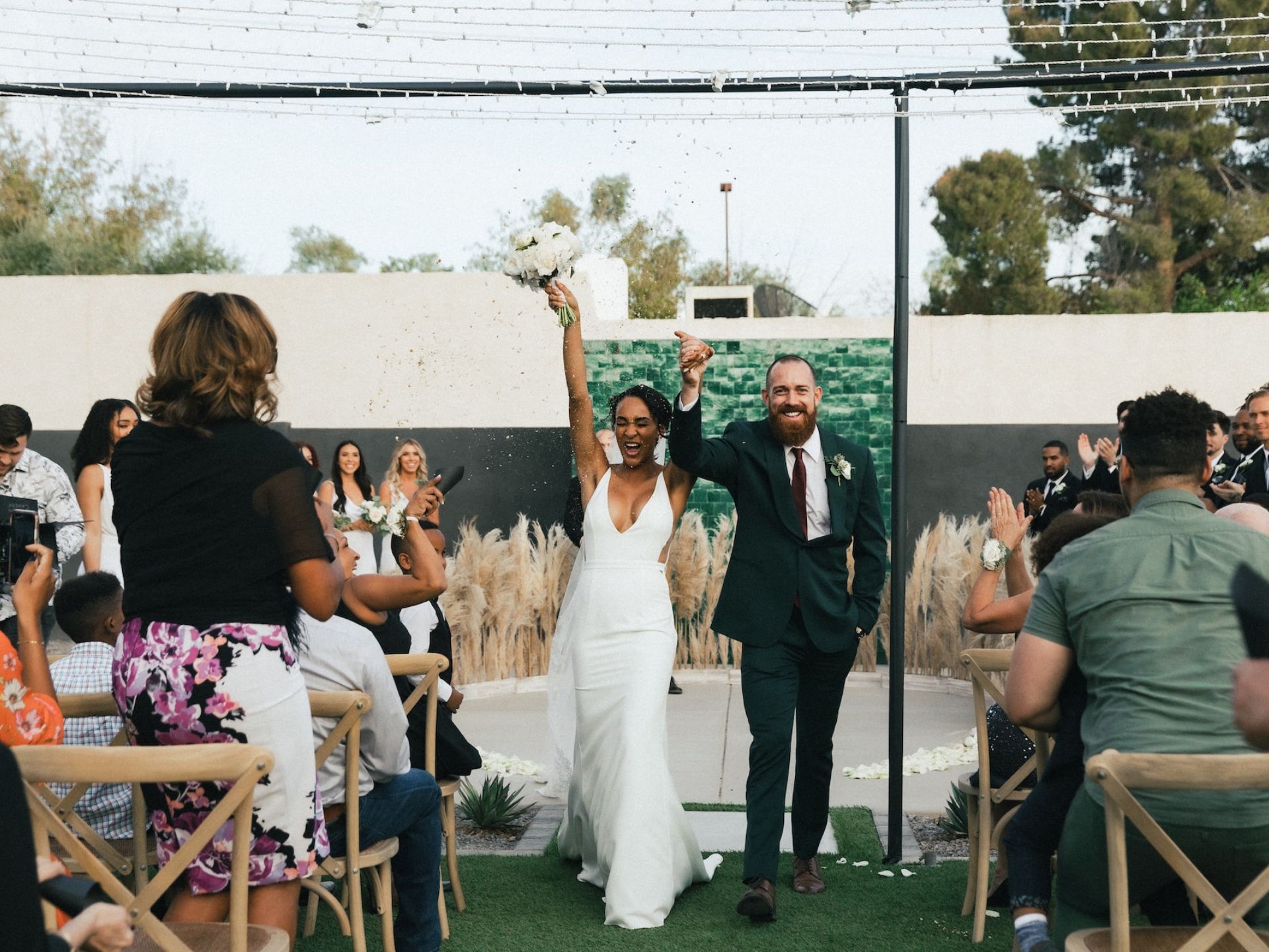 A bride and groom saying I do.