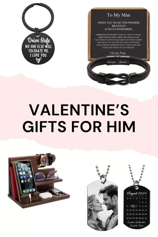 Images of 4 valentine's day gifts for him.