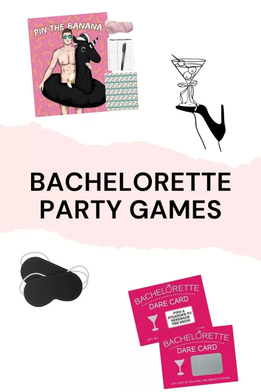 Images of 2 bachelorette party games.