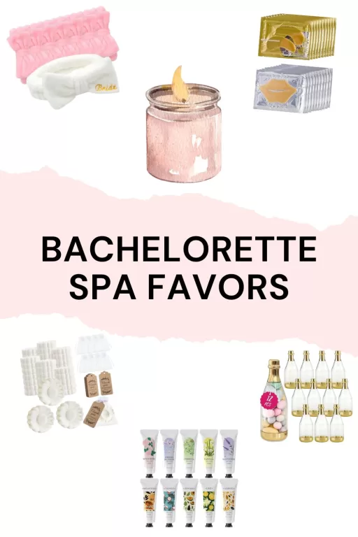 Images of 4 bachelorette spa favors.