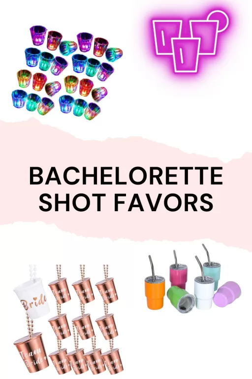 Images of 3 shot glass bachelorette favors.