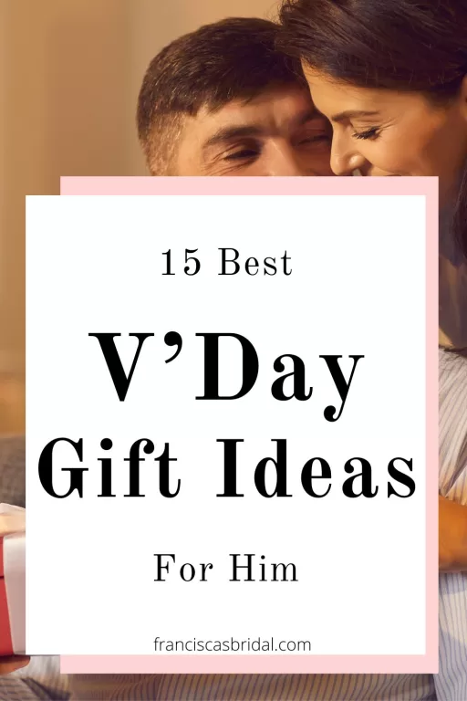 A couple exchanging gifts with the text best valentine's gifts for him.