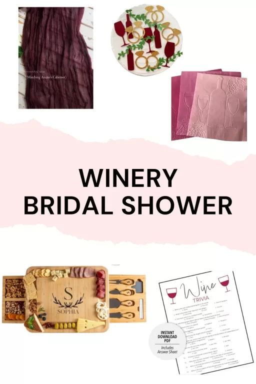 Image of 5 winery bridal shower decorations.