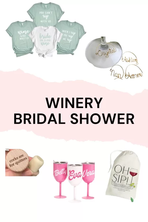 Image of 5 winery bridal shower favors.