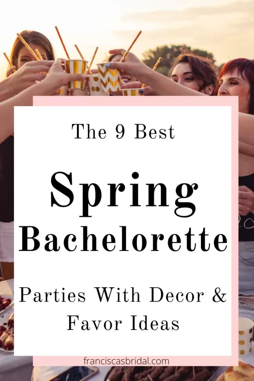 A bachelorette party on a sunset cruise with the text best spring bachelorette party ideas.