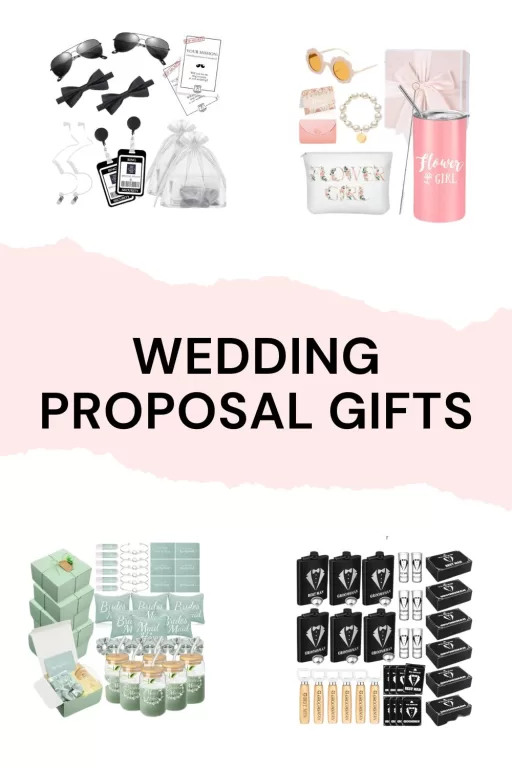 Image of 4 wedding proposal gifts ideas.