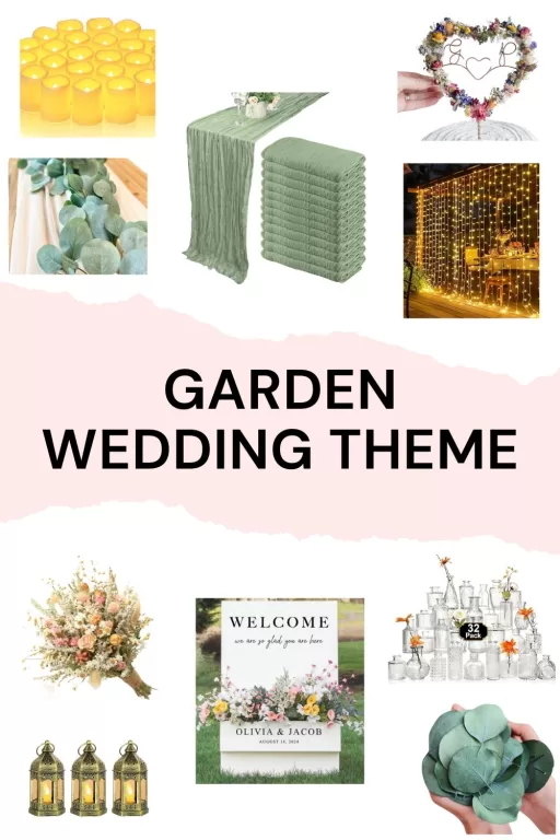 Image of 10 garden themed wedding decor ideas.