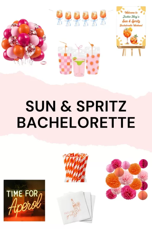 Image of 8 sun and spritz themed bachelorette party decor ideas.