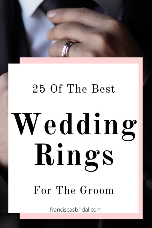 A groom putting on his tux with the text the best men's wedding rings.