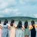 A group of girls on a bachelorette lake trip.