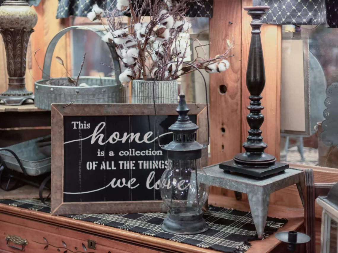 A table decorated with rustic home decor.