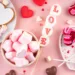 A table with a variety of valentine's sweets.