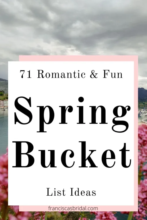 A waterway with cherry blossom trees and the text spring bucket list ideas.