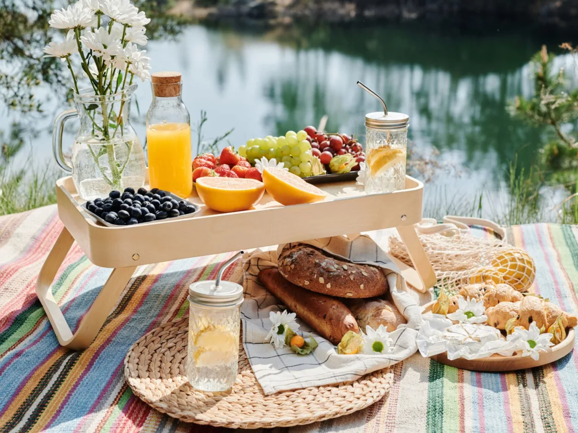 A solo picnic by the lake.